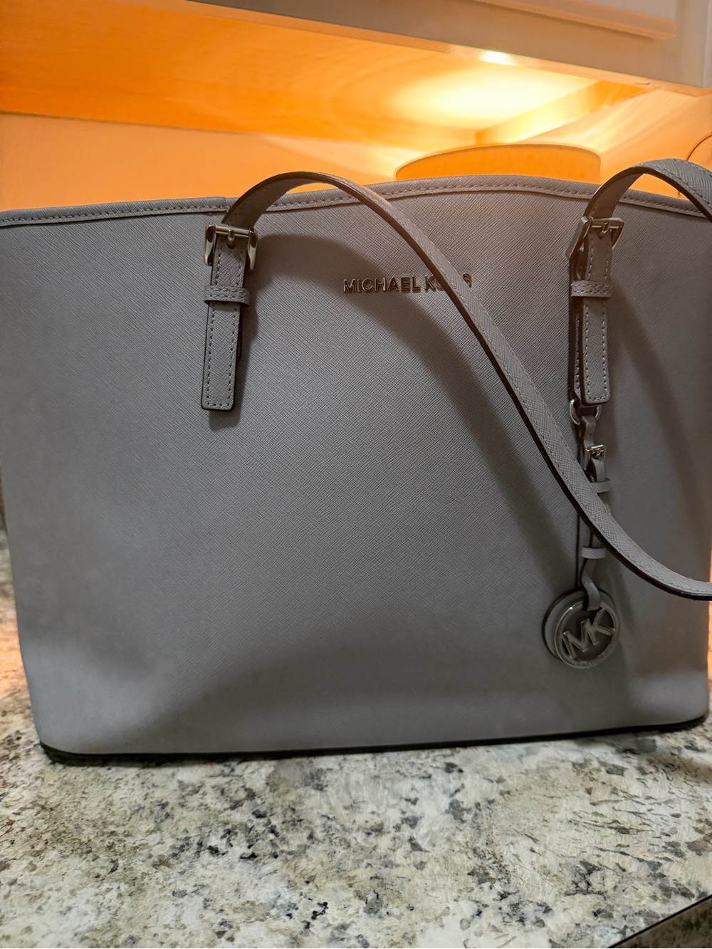 Michael Kors Light Gray Saffiano Leather Tote